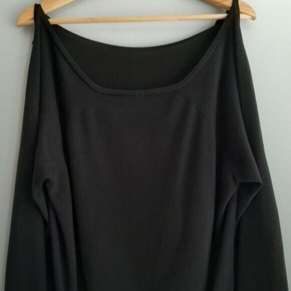 ANTHROPOLOGIE 100% Cotton Cold Shoulder Tie Sweater Black Sz M - Picture 7 of 12